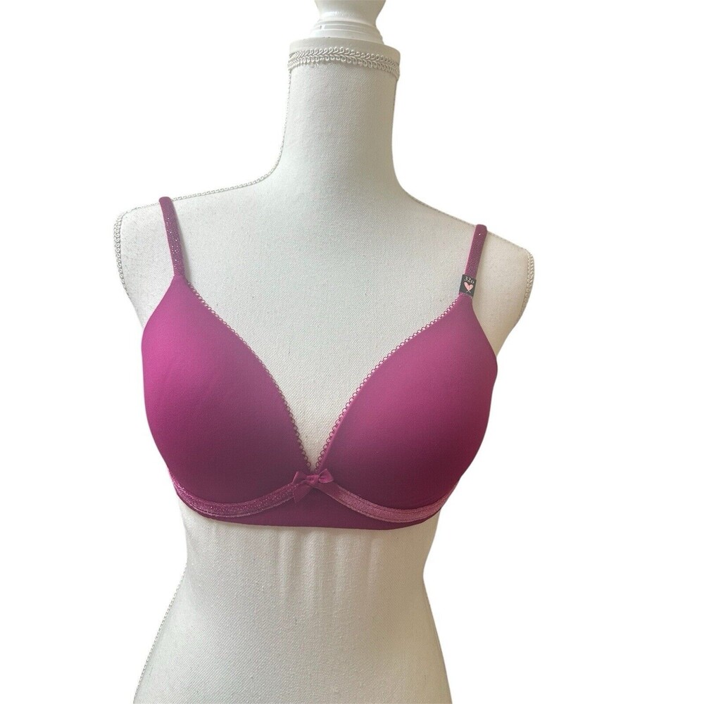 NEW Victoria's Secret 32D Body By Victoria No Wire Bra Dark Pink Lightly Padded